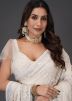 White Embroidered Saree In Georgette