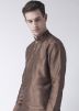 Readymade Brown Dupion Silk Kurta Dhoti Set