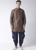 Readymade Brown Dupion Silk Kurta Dhoti Set