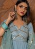 Readymade Blue Gota Embroidered Anarkali Suit Set