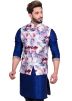 Readymade White Digital Printed Asymmetric Nehru Jacket
