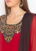 Readymade Maroon Embroidered Asymmetric Palazzo Suit Set