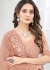 Embroidered Blouse With Peach Heavy Border Saree