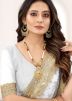 White Resham Embroidered Net Saree With Blouse