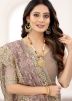 Purple Resham Embroidered Saree In Net