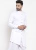 Readymade White Cotton Asymmetric Mens Kurta Online