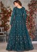 Blue Slitted Salwar Suit With Dupatta In Net