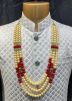 Beaded Cream & Red Layered Kantha Mala