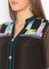 Black Printed Readymade Kurta Set With Front Closure