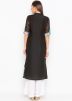 Black Printed Readymade Kurta Set With Front Closure