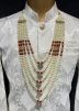 White Beaded Groom Multi Layered Kantha Mala