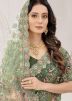 Green Net Saree With Heavy Border