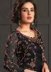 Black Sequinned Slit Style Suit With Net Dupatta