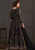 Black Sequinned Slit Style Suit With Net Dupatta