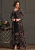 Black Sequinned Slit Style Suit With Net Dupatta