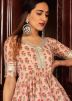 Readymade Peach Hand Block Print Sharara Suit