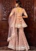 Readymade Peach Hand Block Print Sharara Suit