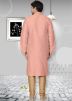 Readymade Peach Embroidered Dupion Silk Kurta Churidar Set