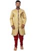 Golden Asymmetric Woven Readymade Sherwani Dhoti Set