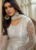 White Dori Embroidered Palazzo Suit In Net