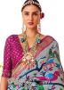 Grey Patola Printed Saree In Art Silk
