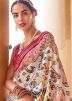 White Patola Print Saree In Art Silk