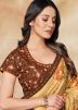 Yellow Sequined Saree In Georgette