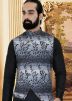 Grey Shaded Printed Asymmetric Nehru Jacket