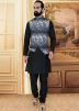 Grey Shaded Printed Asymmetric Nehru Jacket