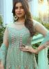 Green Net Embroidered Abaya Style Suit Set