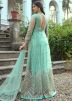 Green Net Embroidered Abaya Style Suit Set
