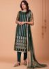 Green Net Embroidered Pant Suit Set