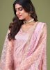 Pink Net Embroidered Pant Suit Set