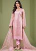 Pink Net Embroidered Pant Suit Set