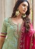 Green Embroidered Palazzo Suit In Georgette