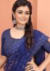 Resham Embroidered Net Saree In Blue
