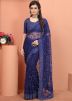Resham Embroidered Net Saree In Blue