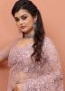 Pink Net Embroidered Festive Wear Saree