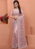 Pink Net Embroidered Festive Wear Saree