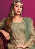 Green Sequins Embellished Net Pant Suit Set