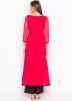 Readymade Red Georgette Asymmetric Long Kurta