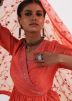 Orange Anarkali Style Suit In Chanderi