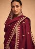 Magenta Georgette Embroidered Tiered Sharara Suit