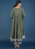 Readymade Green Block Printed Anarkali Suit