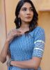 Readymade Blue Floral Printed Palazzo Style Anarkali Suit