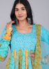 Blue Readymade Bandhej Printed Anarkali Suit
