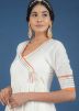 Off White Laced Readymade Angrakha Style Suit