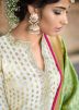 Off White Zari Woven Palazzo Suit Set In Jacquard