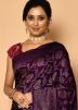 Purple Bridesmaid Banarasi Silk Saree With Heavy Pallu