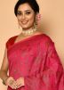Pink Festive Zari Woven Saree With Heavy Pallu